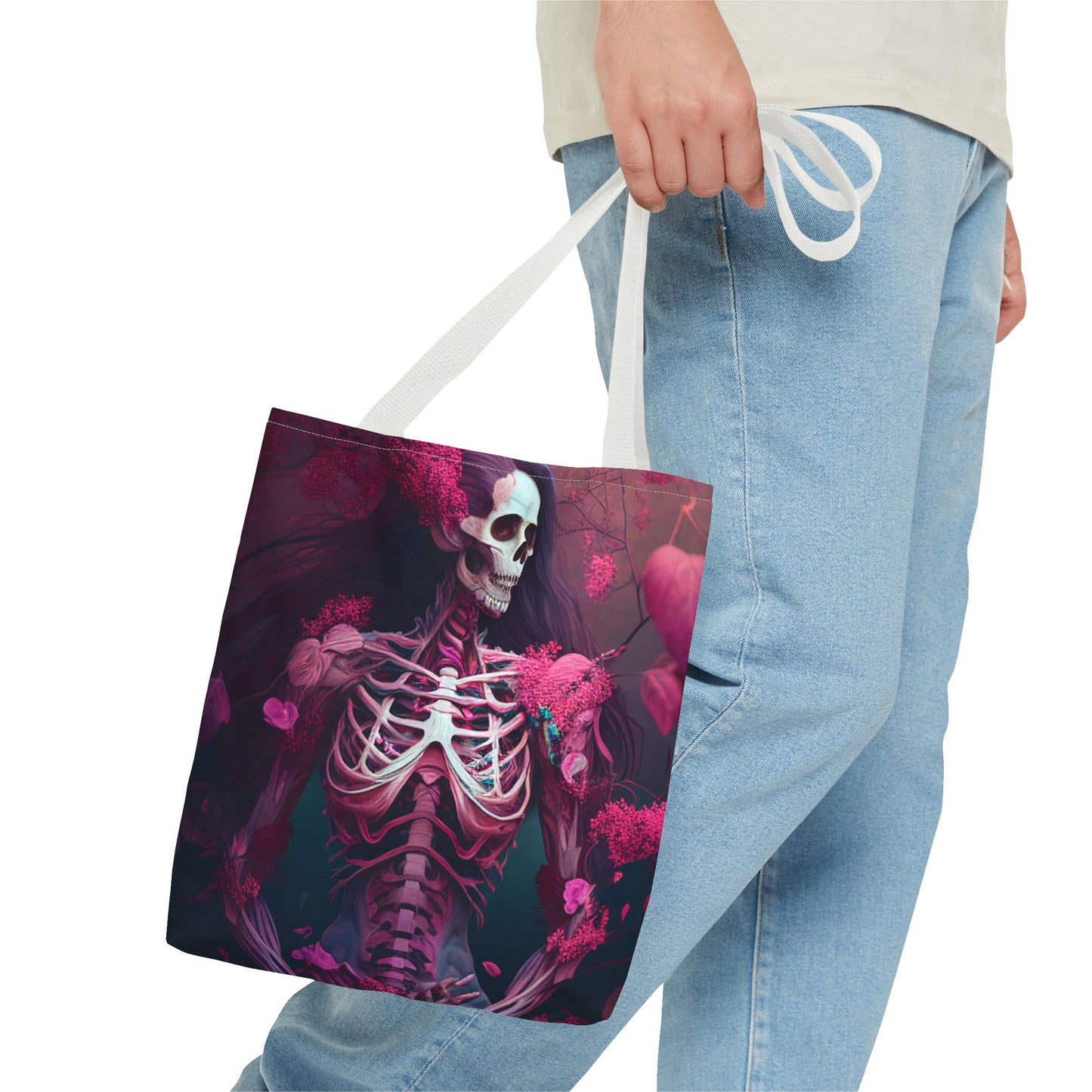 Dark Pink Skeleton Tote Bag