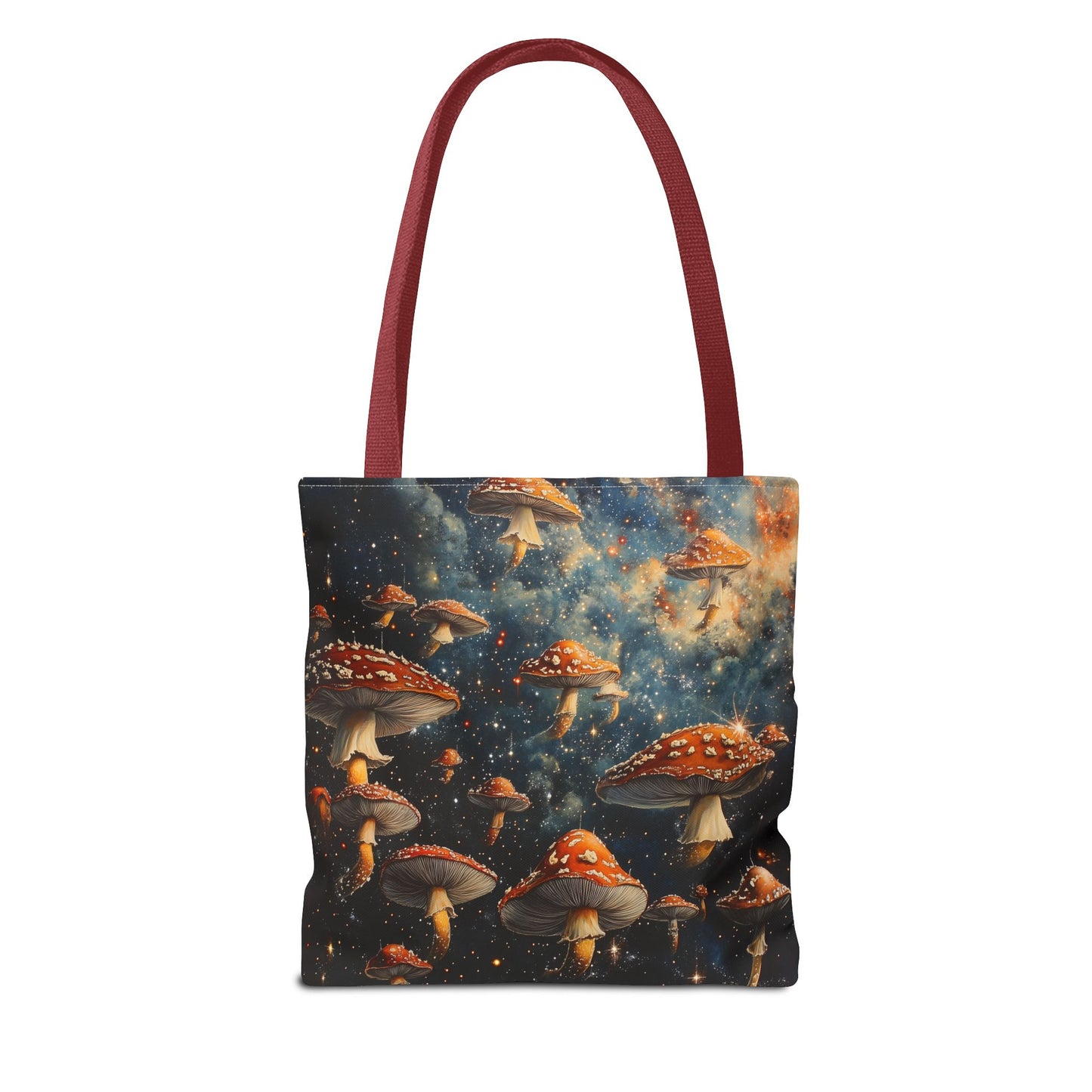 Galaxy Red Mushrooms Tote Bag