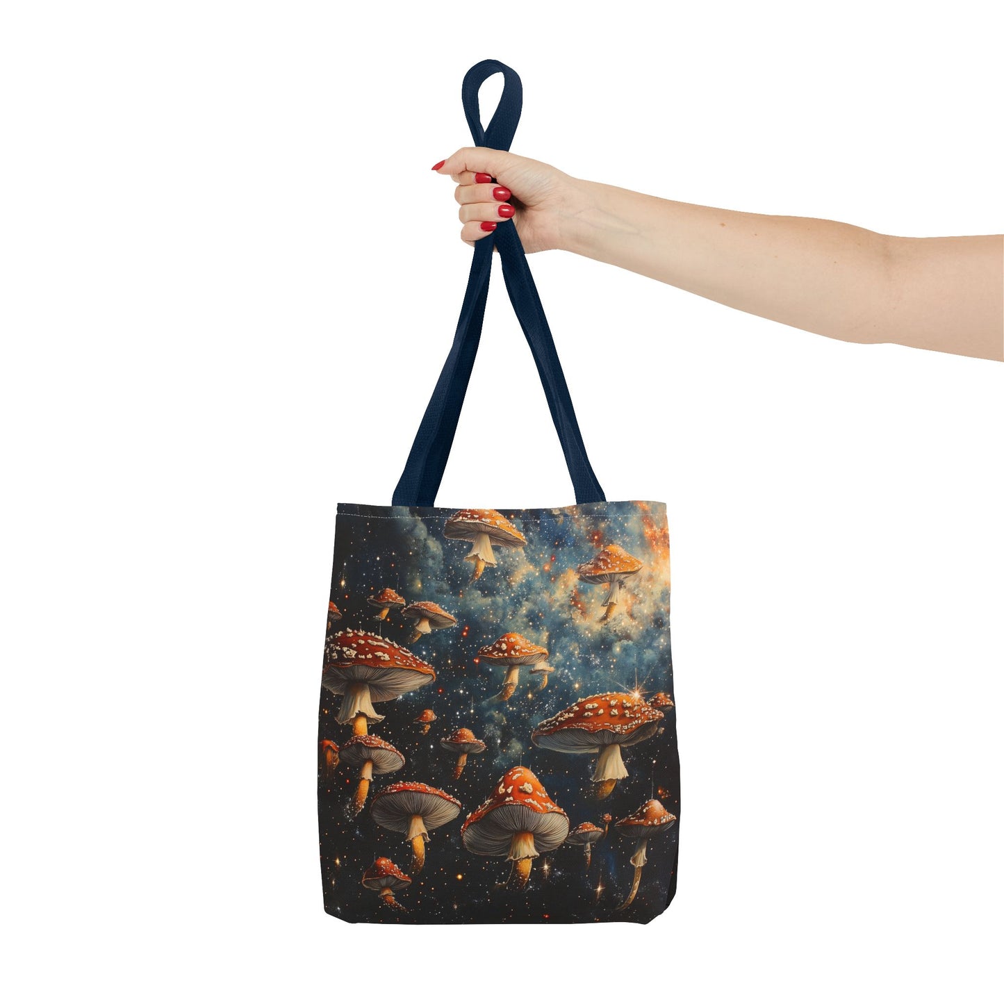 Galaxy Red Mushrooms Tote Bag