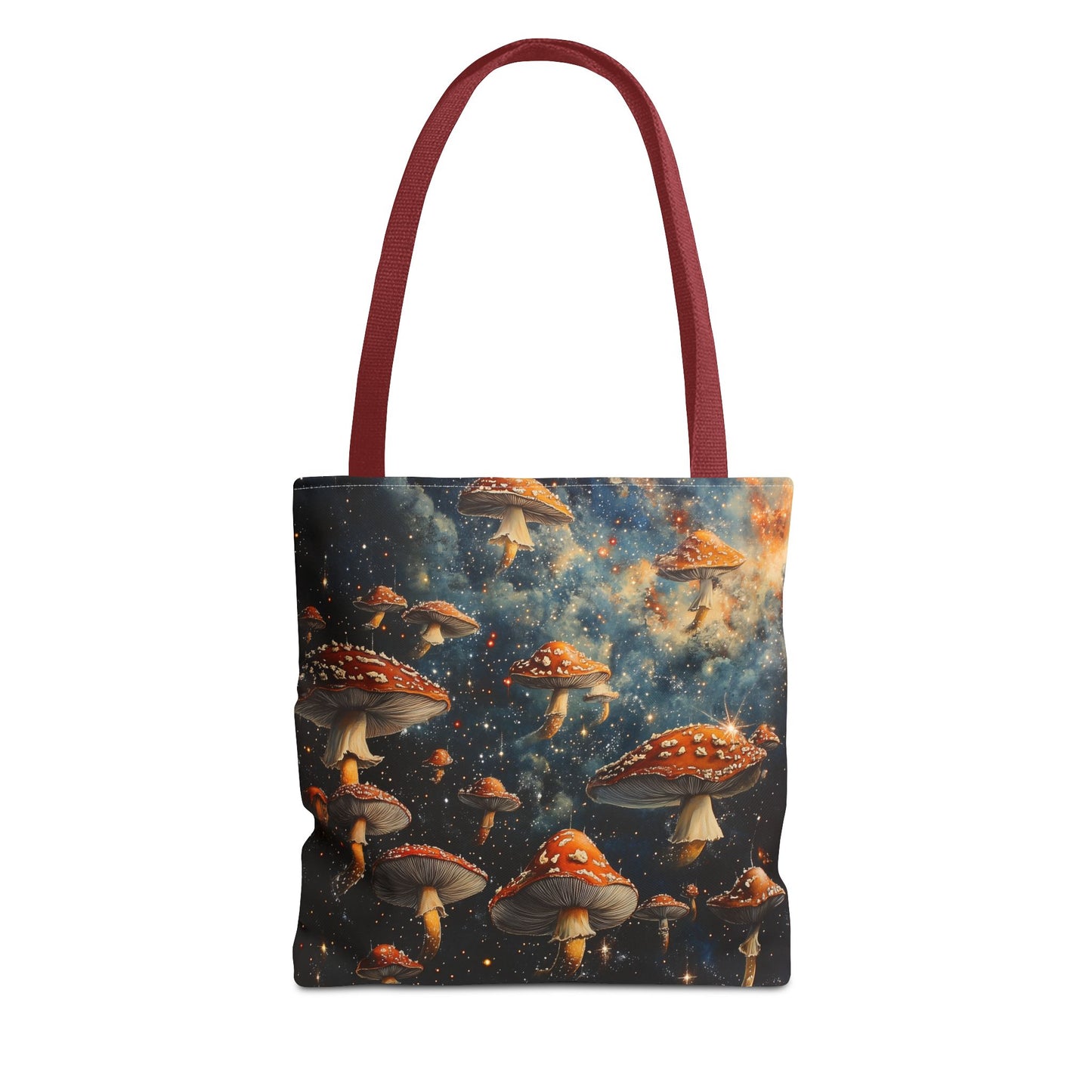 Galaxy Red Mushrooms Tote Bag