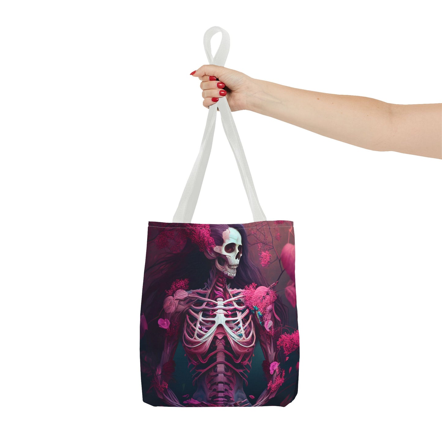 Dark Pink Skeleton Tote Bag