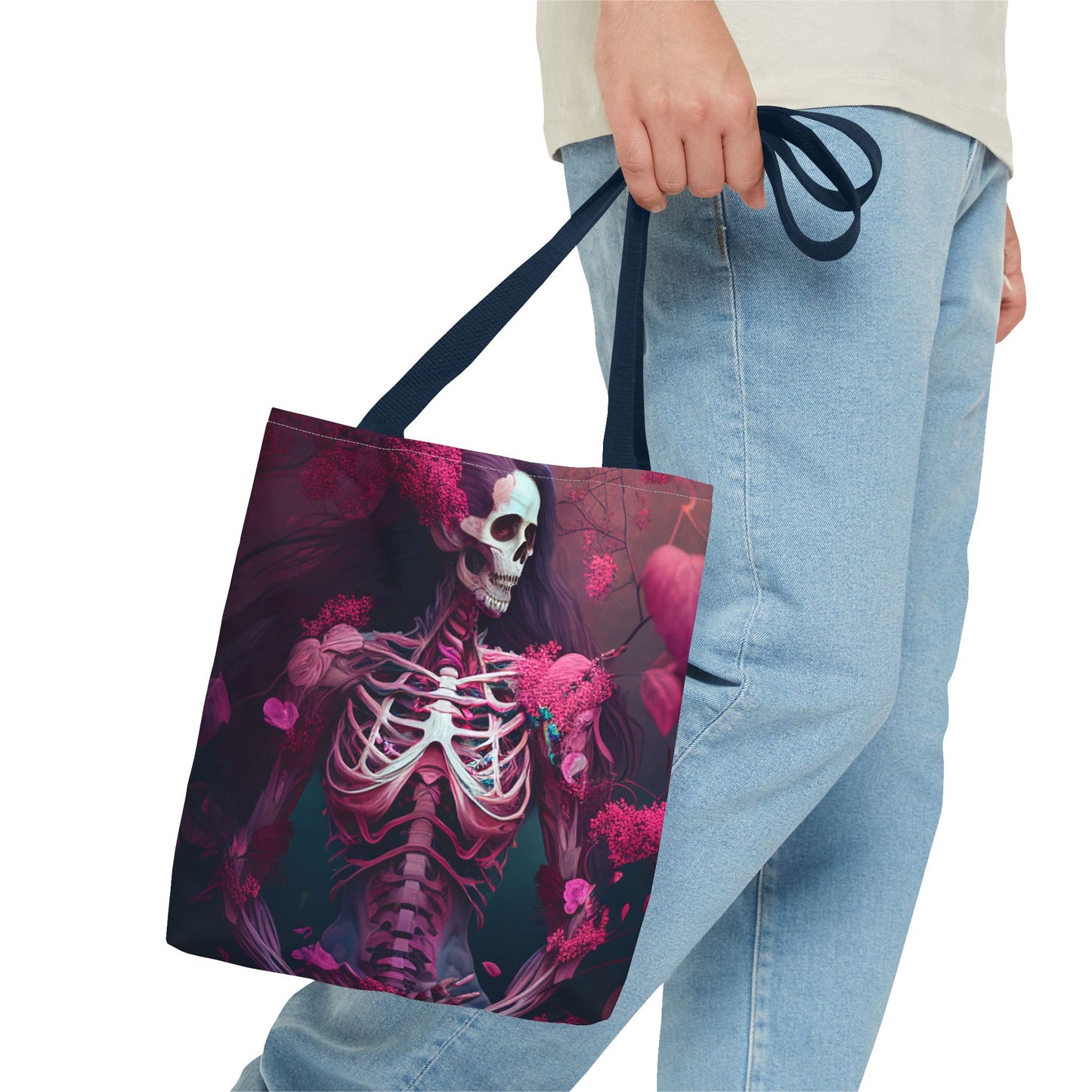 Dark Pink Skeleton Tote Bag