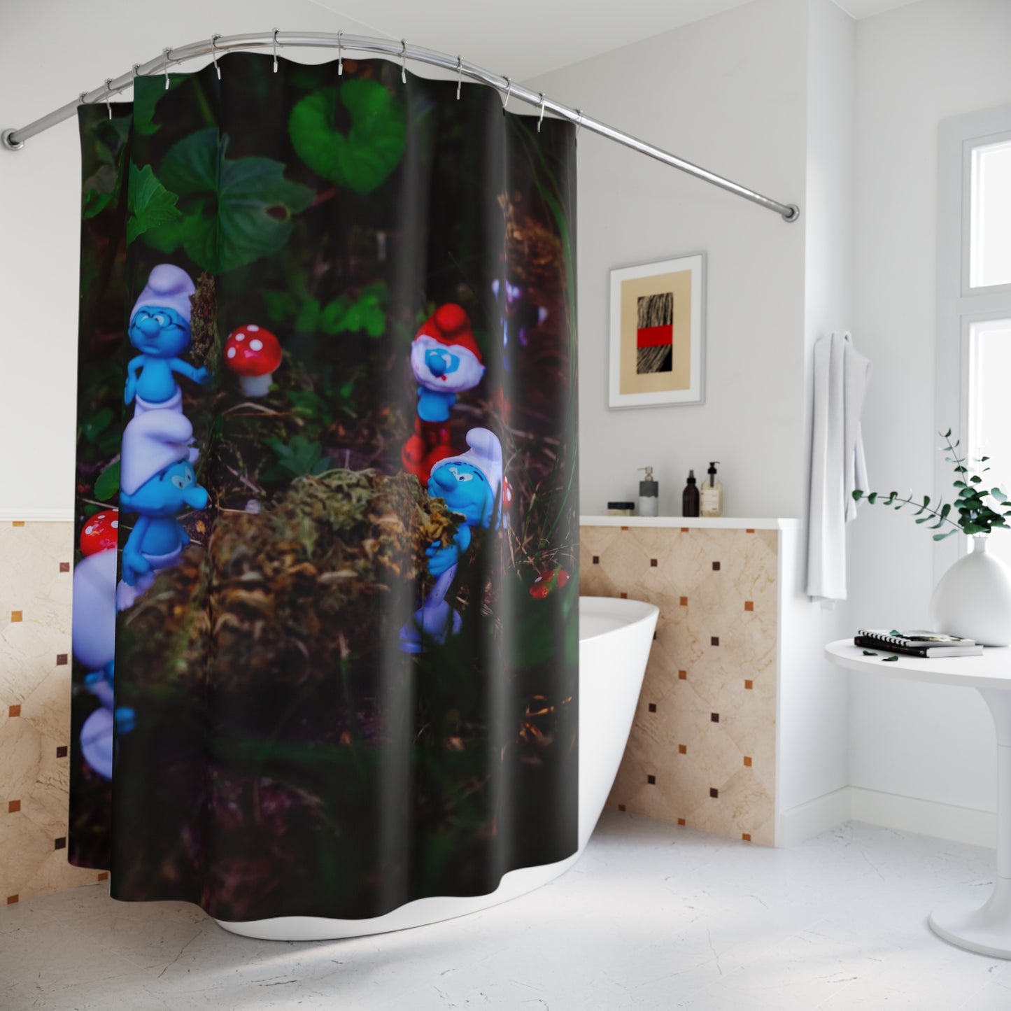 Smurfing Around Shower Curtain