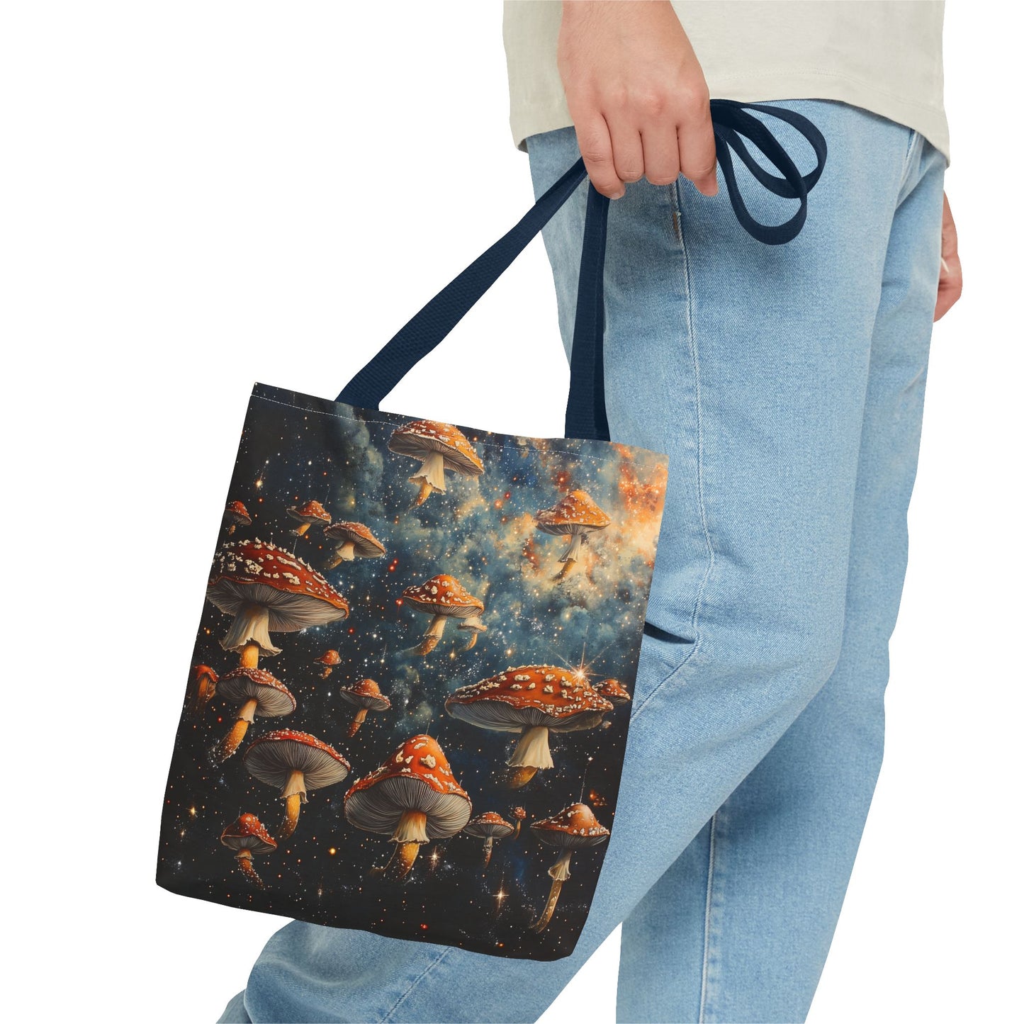 Galaxy Red Mushrooms Tote Bag