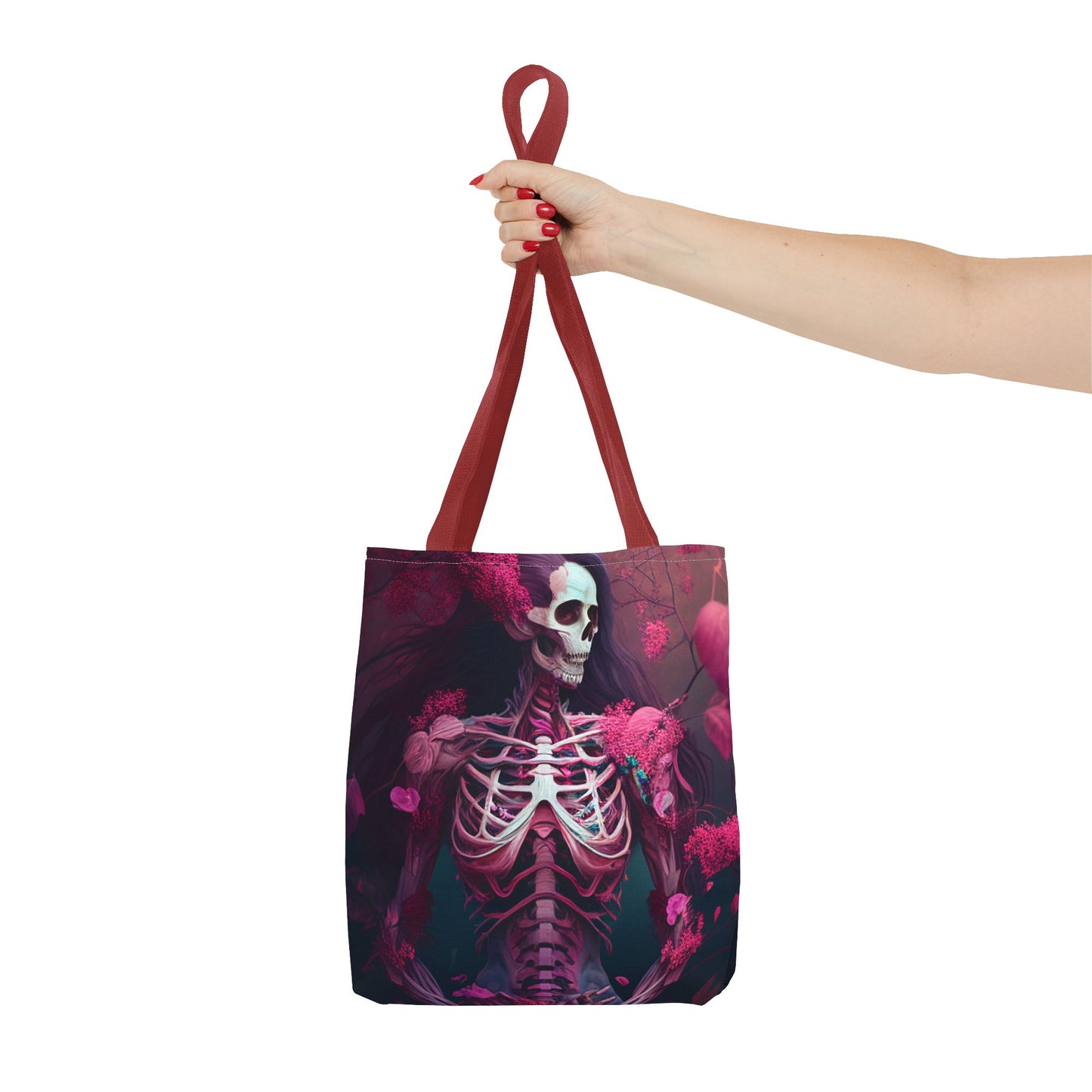 Dark Pink Skeleton Tote Bag