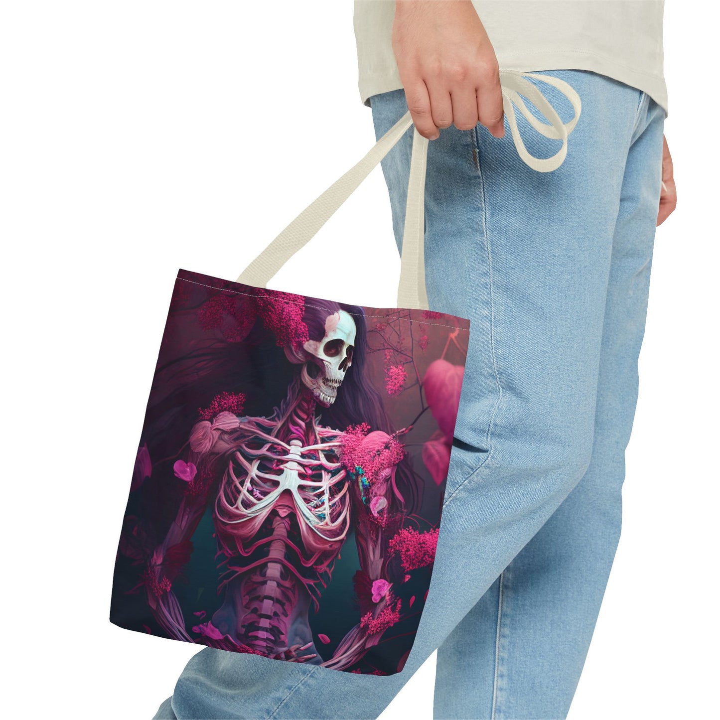 Dark Pink Skeleton Tote Bag