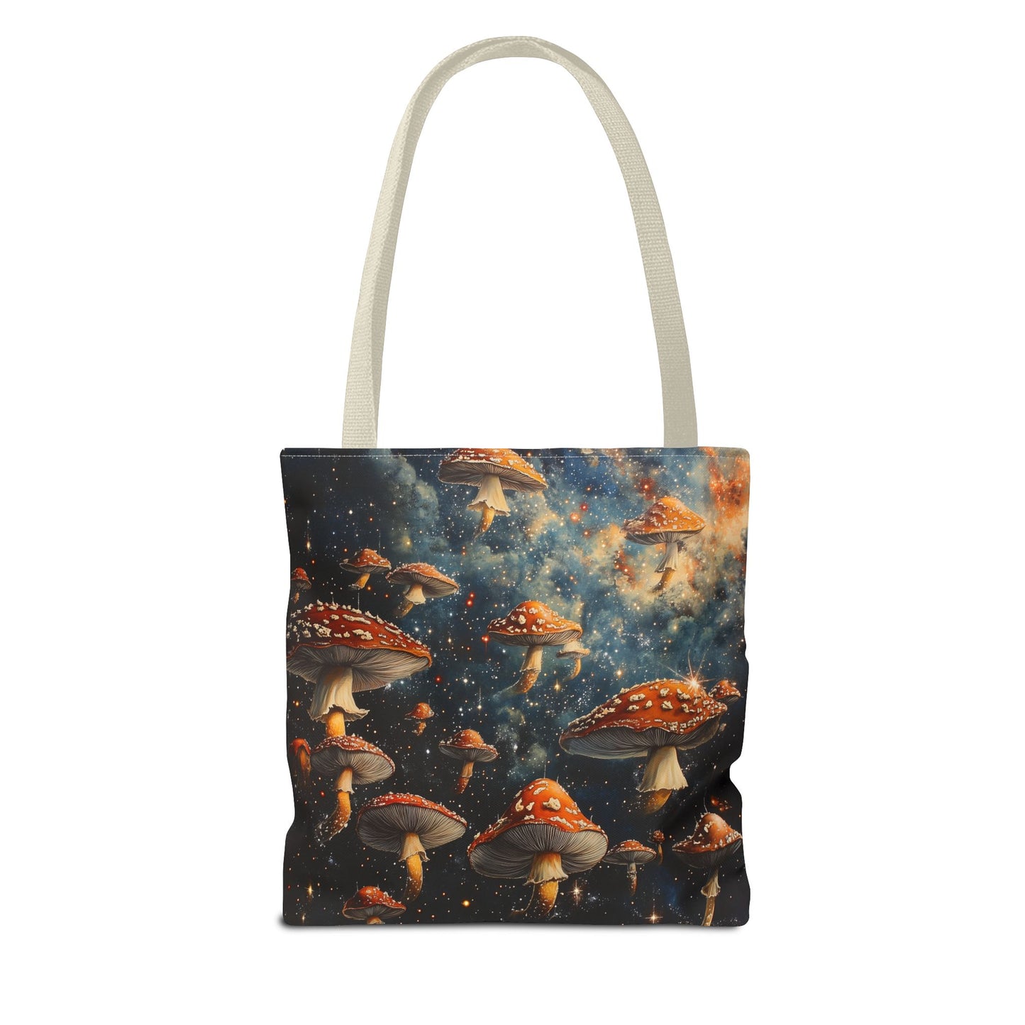 Galaxy Red Mushrooms Tote Bag